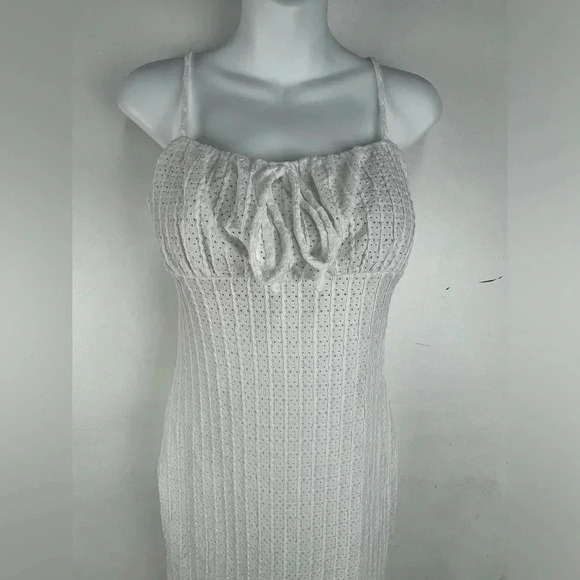 Women's Spaghetti Straps Knit Maxi Dress Square Neck Hollow Out Sweater Dress - Picture 5 of 5